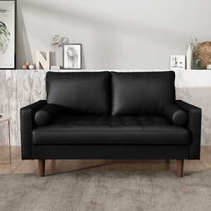 Tolya 57'' Faux Leather Loveseat, Black