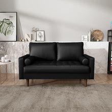 Load image into Gallery viewer, Tolya 57&#39;&#39; Faux Leather Loveseat, Black