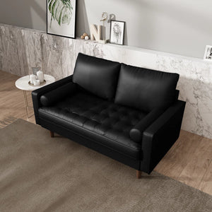 Tolya 57'' Faux Leather Loveseat, Black