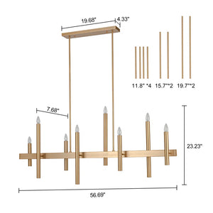 Trivon 8 - Light Dimmable Linear Kitchen Island Chandelier, Gold