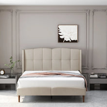 Load image into Gallery viewer, Queen Platform Upholstered Bed, Beige