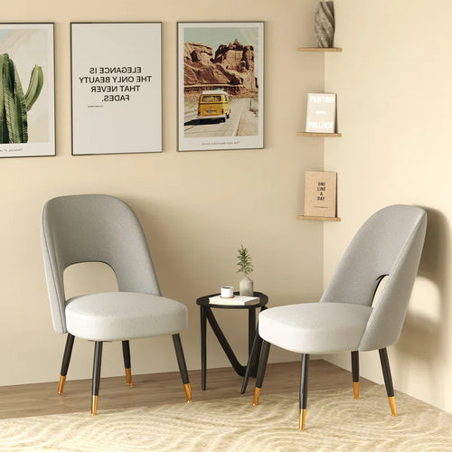 Upholstered Chair with Metal Leg（Set of 2）