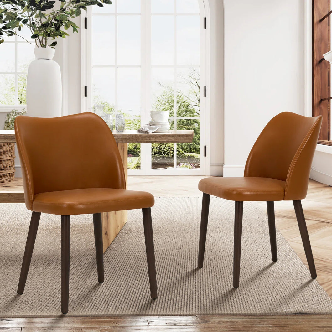 Upholstered Solid Wood Small Dining Chair (Set of 2)