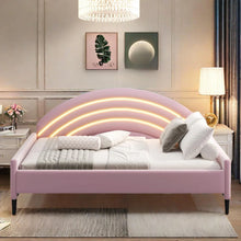 Load image into Gallery viewer, Upholstered Velvet Shamina LED Light Up Platform Bed Full/Double