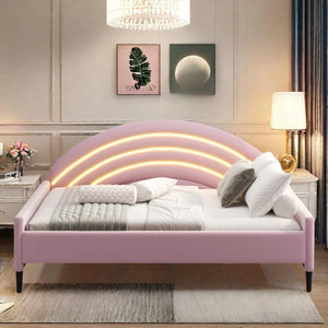 Upholstered Velvet Shamina LED Light Up Platform Bed Full/Double