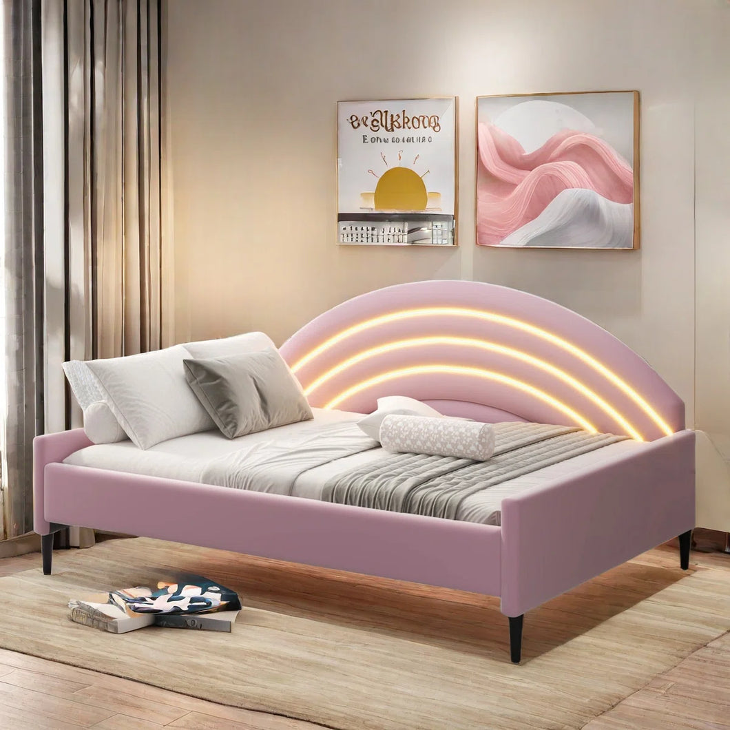 Upholstered Velvet Shamina LED Light Up Platform Bed Full/Double