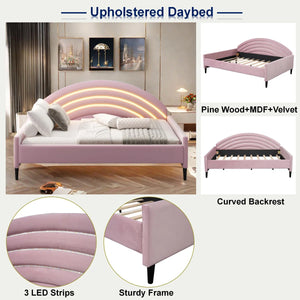 Upholstered Velvet Shamina LED Light Up Platform Bed Full/Double