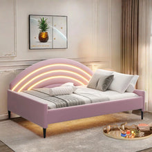 Load image into Gallery viewer, Upholstered Velvet Shamina LED Light Up Platform Bed Full/Double