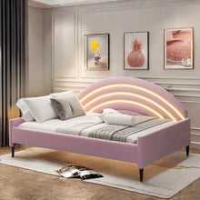 Load image into Gallery viewer, Upholstered Velvet Shamina LED Light Up Platform Bed Full/Double