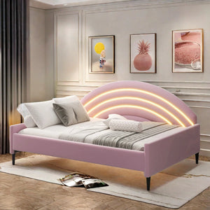 Upholstered Velvet Shamina LED Light Up Platform Bed Full/Double