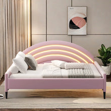 Load image into Gallery viewer, Upholstered Velvet Shamina LED Light Up Platform Bed Full/Double