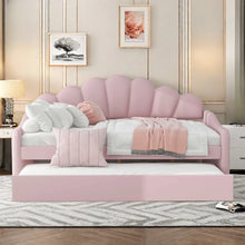 Load image into Gallery viewer, Upholstery Velvet Daybed Frame With Shall Shaped Backrest And Trundle