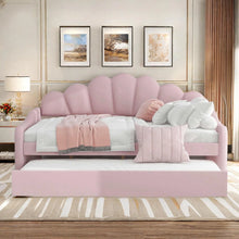 Load image into Gallery viewer, Upholstery Velvet Daybed Frame With Shall Shaped Backrest And Trundle