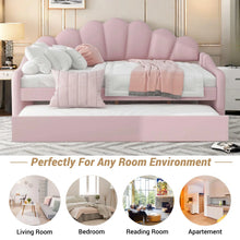 Load image into Gallery viewer, Upholstery Velvet Daybed Frame With Shall Shaped Backrest And Trundle
