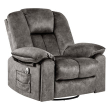 Load image into Gallery viewer, Oversize Swivel Rocker Recliner Chair with Massage, Heating, USB Port