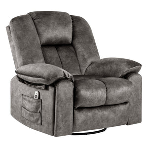 Oversize Swivel Rocker Recliner Chair with Massage, Heating, USB Port