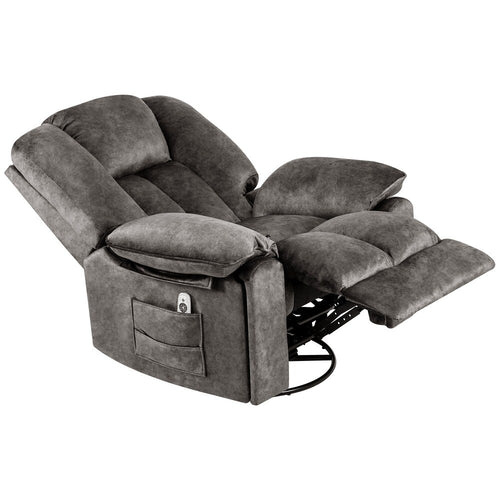 Oversize Swivel Rocker Recliner Chair with Massage, Heating, USB Port