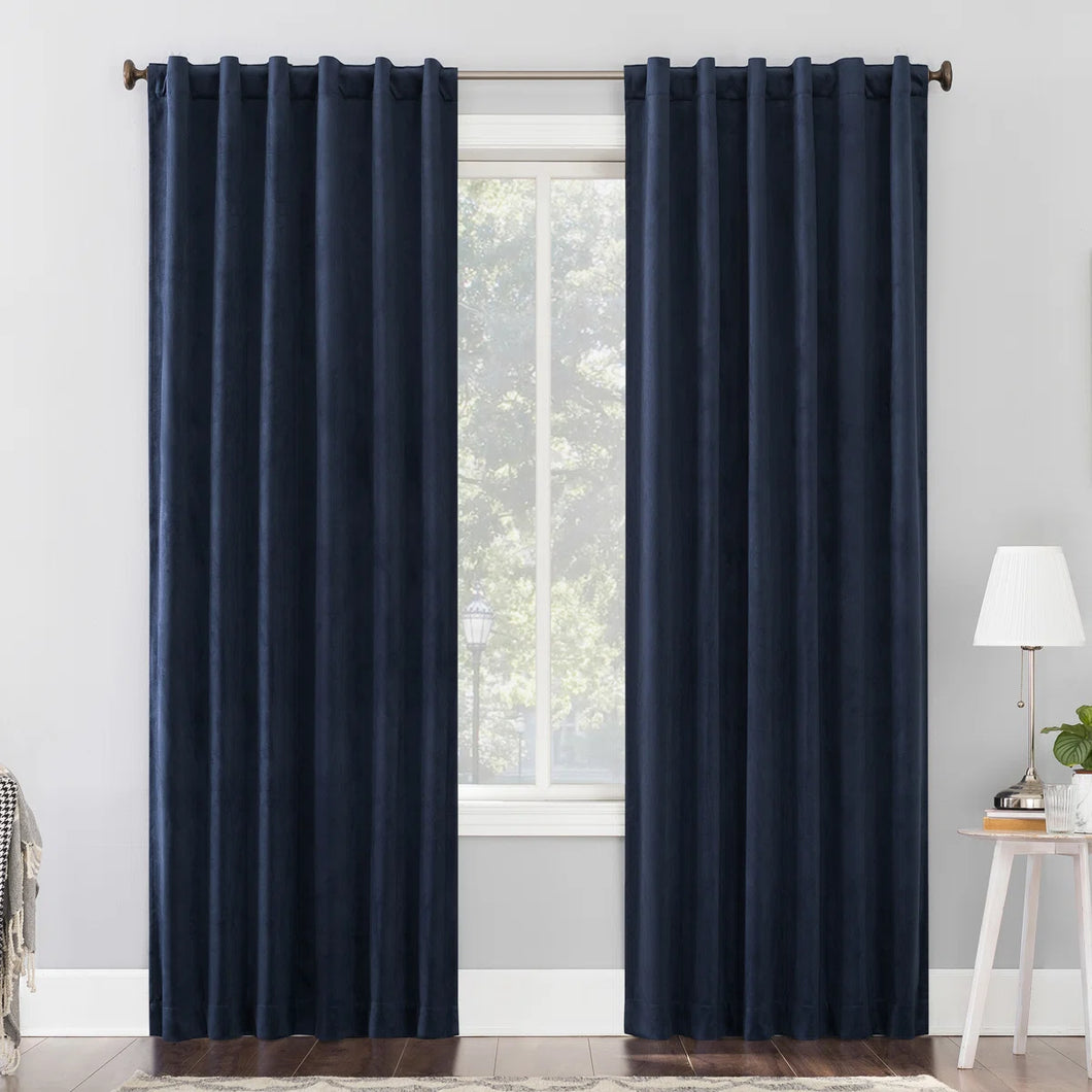 Velvet Noise Reducing Thermal Extreme 100% Blackout Back Tab Curtain Panel (SET OF 2)