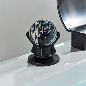 Widespread Bathroom Faucet Bathroom Faucet 3 Holes Dual Crystal Handle Vanity Basin Mixer Tap 63-PHSJXCS