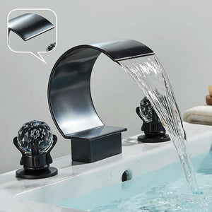 Widespread Bathroom Faucet Bathroom Faucet 3 Holes Dual Crystal Handle Vanity Basin Mixer Tap 63-PHSJXCS
