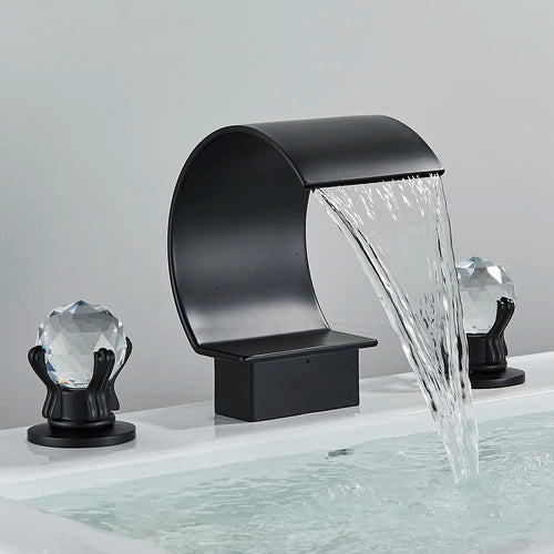 Widespread Bathroom Faucet Bathroom Faucet 3 Holes Dual Crystal Handle Vanity Basin Mixer Tap 63-PHSJXCS