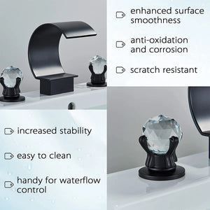 Widespread Bathroom Faucet Bathroom Faucet 3 Holes Dual Crystal Handle Vanity Basin Mixer Tap 63-PHSJXCS