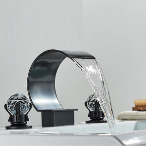 Widespread Bathroom Faucet Bathroom Faucet 3 Holes Dual Crystal Handle Vanity Basin Mixer Tap 63-PHSJXCS