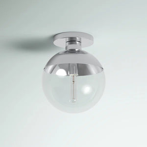 Yearby Glass Semi Flush Mount, Chrome + Clear