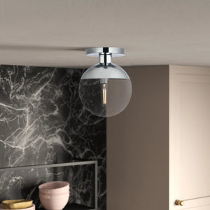 Yearby Glass Semi Flush Mount, Chrome + Clear