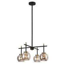 Load image into Gallery viewer, Rafesa 4-Light Black and Brass Chandelier