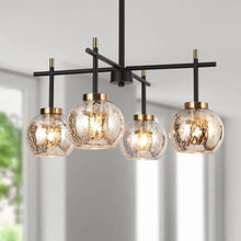 Load image into Gallery viewer, Rafesa 4-Light Black and Brass Chandelier
