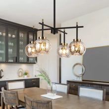 Load image into Gallery viewer, Rafesa 4-Light Black and Brass Chandelier