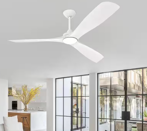 60 in. Integrated LED Indoor White 3 Blades Ceiling Fan with Light and Remote