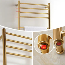 Load image into Gallery viewer, Brushed gold electric hardwire towel warmer CSA size 24&quot;x42&quot;