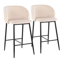 Load image into Gallery viewer, 26&quot; Fran Cream Velvet &amp; Black Metal Counter Height Bar Stool (Set of 2)