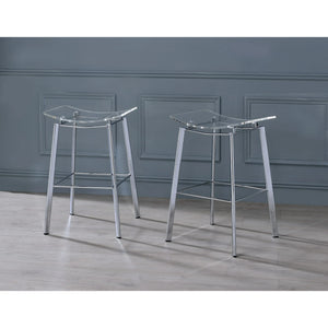 Fox Hill Trading Acrylic Artina Saddle Seat Chrome Bar Stools, Chrome (Set of 2)