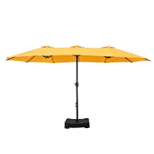 Load image into Gallery viewer, PHI VILLA 15 ft. Market Patio Umbrella with Lights Base and Sandbags in Golden Yellow