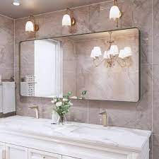 40 in. W x 24 in. H Large Rectangular Framed Wall Mounted Bathroom Vanity Mirror in Brushed Bronze