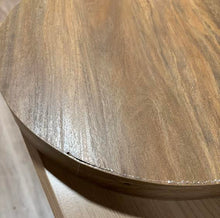 Load image into Gallery viewer, Oak Finish Manufactured Wood Round Side Table with 3 Pillar Legs