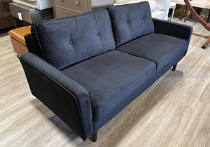 70" Black Velvet Sofa