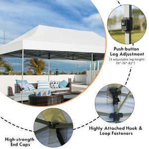 Costway 10'x20' Pop up Canopy Tent Folding Heavy Duty Sun Shelter Adjustable W/Bag