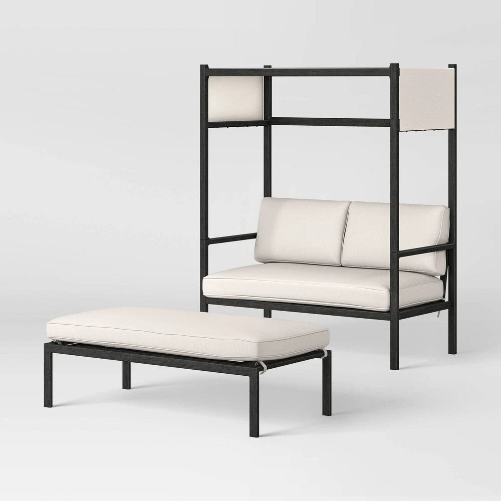 Threshold 2-Piece Ryegate Outdoor Patio Lounge Set Daybed & Ottoman Bench