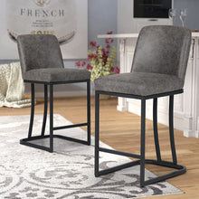 Load image into Gallery viewer, 24&quot; ALPHA HOME PU Leather Counter-Height Stools With Back, Gray (Set Of 2)