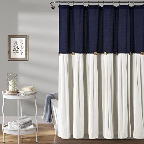 Lush Decor Linen Button Shower Curtain - Pleated 72