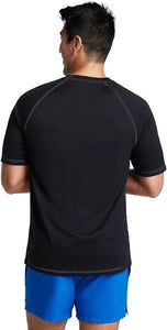 Speedo Mens Uv Swim Shirt Short Sleeve Loose Fit Easy Tee BLACK 4XL TALL