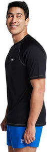 Speedo Mens Uv Swim Shirt Short Sleeve Loose Fit Easy Tee BLACK 4XL TALL