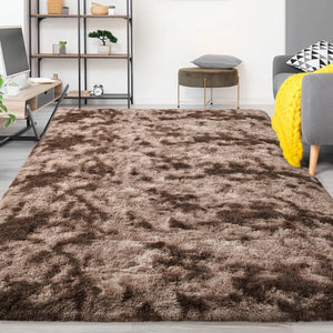5' x 8' tie-Dyed Coffee Shaggy Large Area Rugs For Living Room