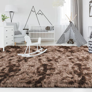 5' x 8' tie-Dyed Coffee Shaggy Large Area Rugs For Living Room