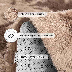 5' x 8' tie-Dyed Coffee Shaggy Large Area Rugs For Living Room