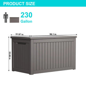 vbal 230 Gallons Water Resistant Resin Lockable Deck Box, Light Brown